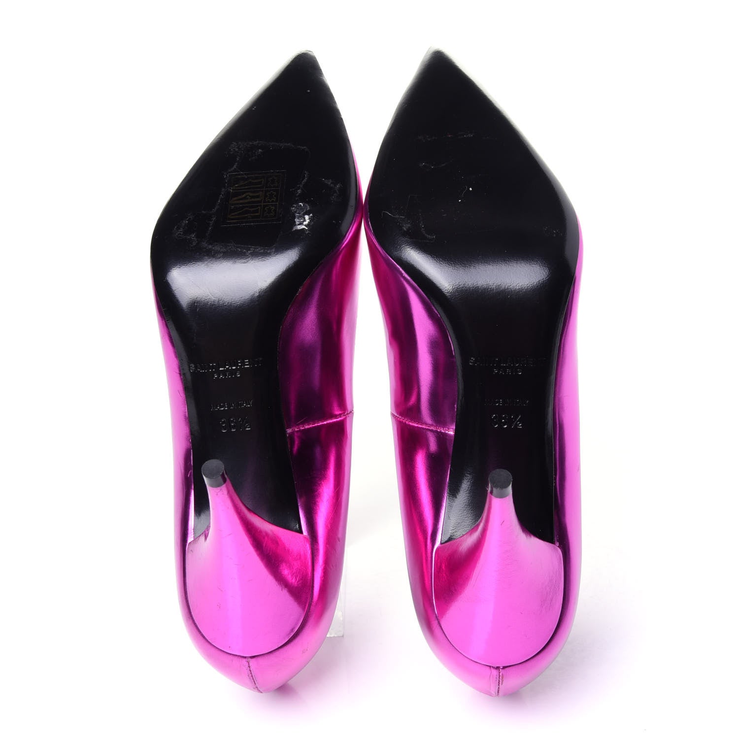 Saint Laurent Metallic Calfskin Kiki 85 Pumps 36.5 Fuchsia 7 of 10