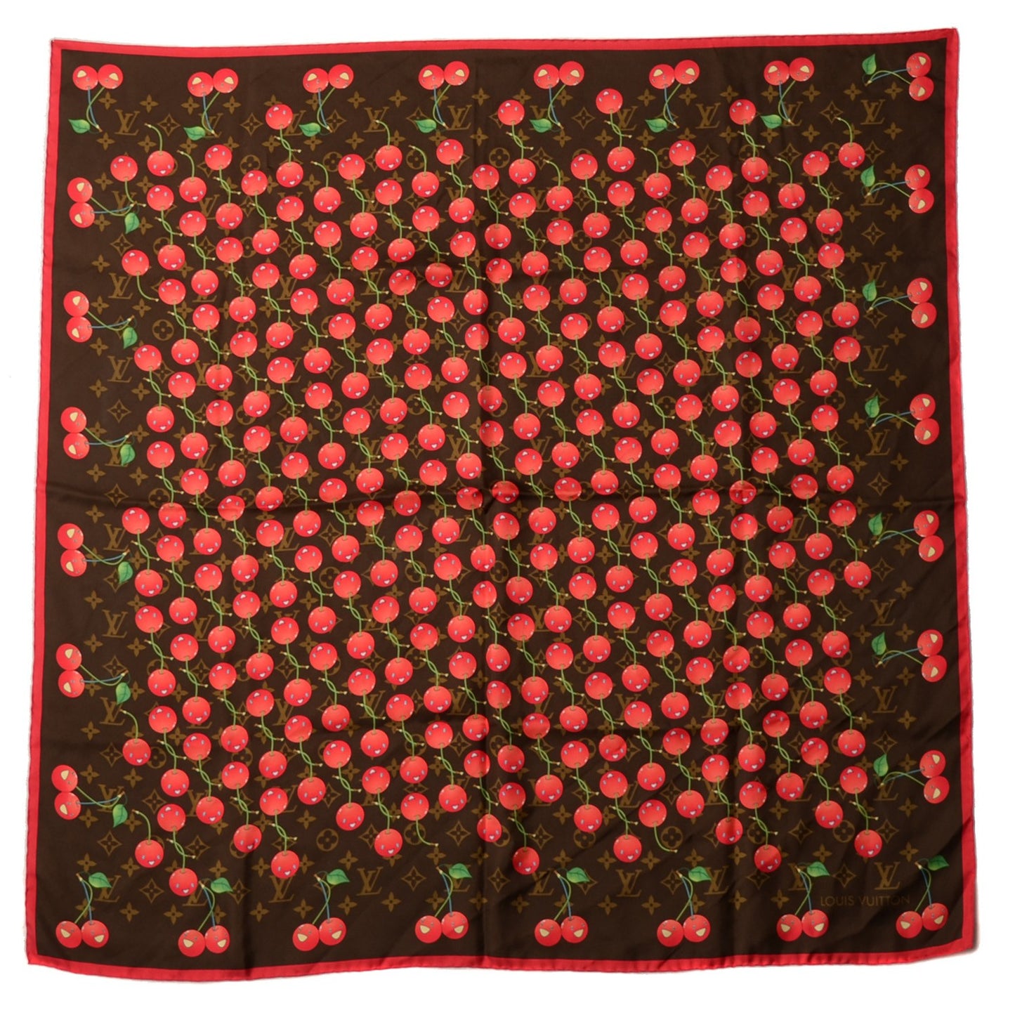 Silk Monogram Cerises Scarf