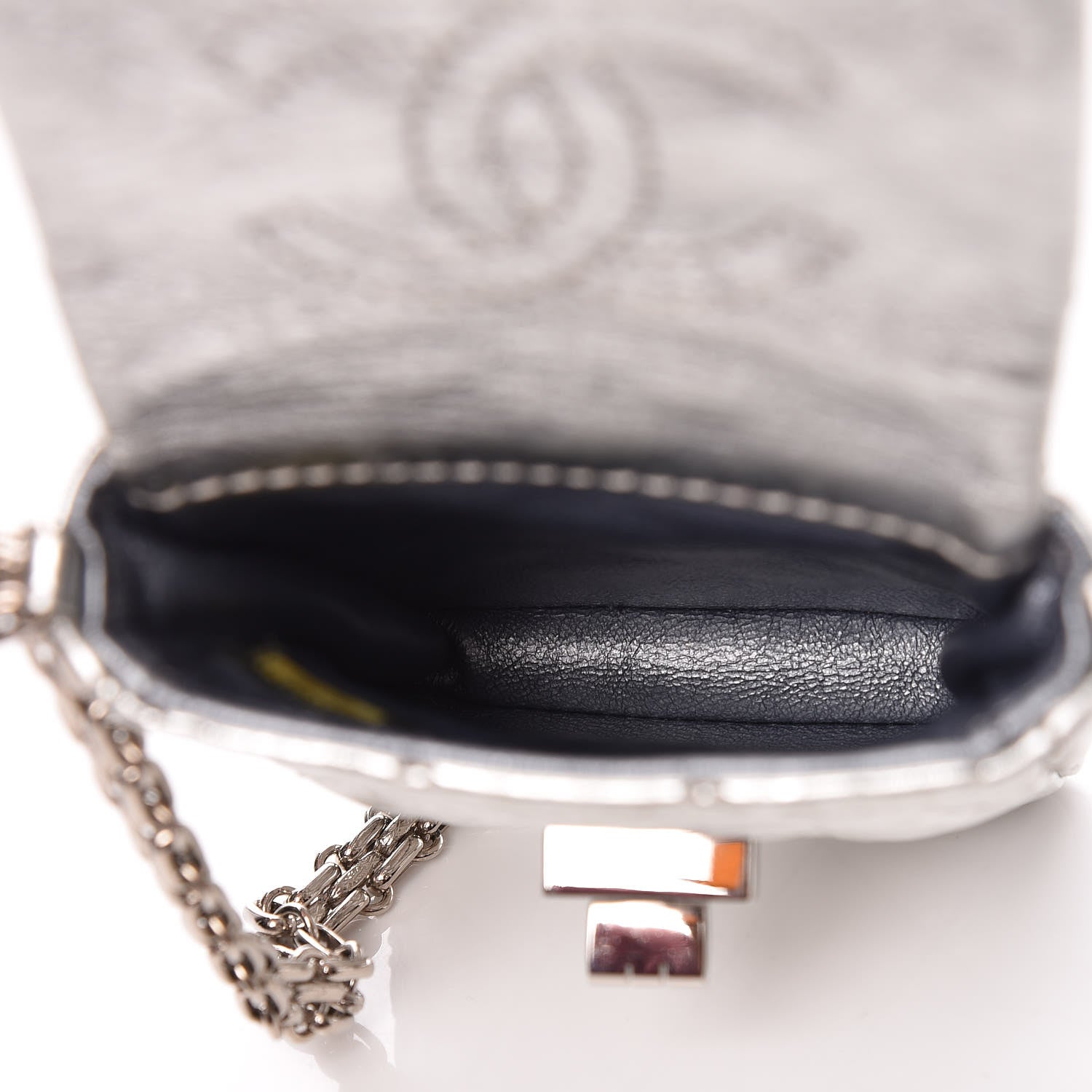 Chanel Metallic Aged Calfskin Quilted 2.55 Reissue Phone Case Silver 7 of 9