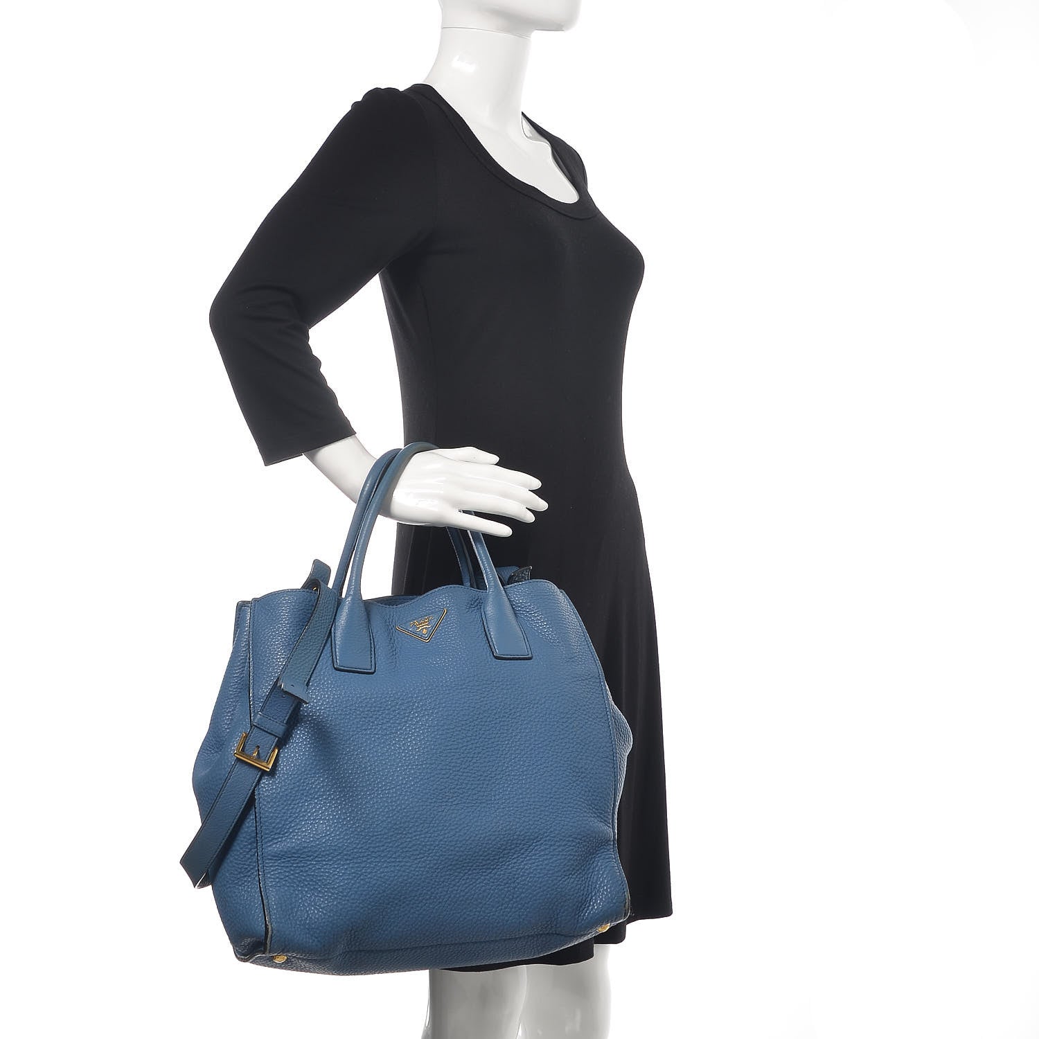 Prada Vitello Daino Tote Cobalto 3 of 23