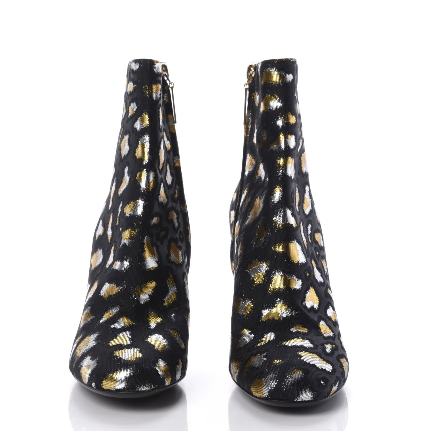 Saint Laurent Jacquard Leopard Loulou Ankle Boots 37 Oro 2 of 9