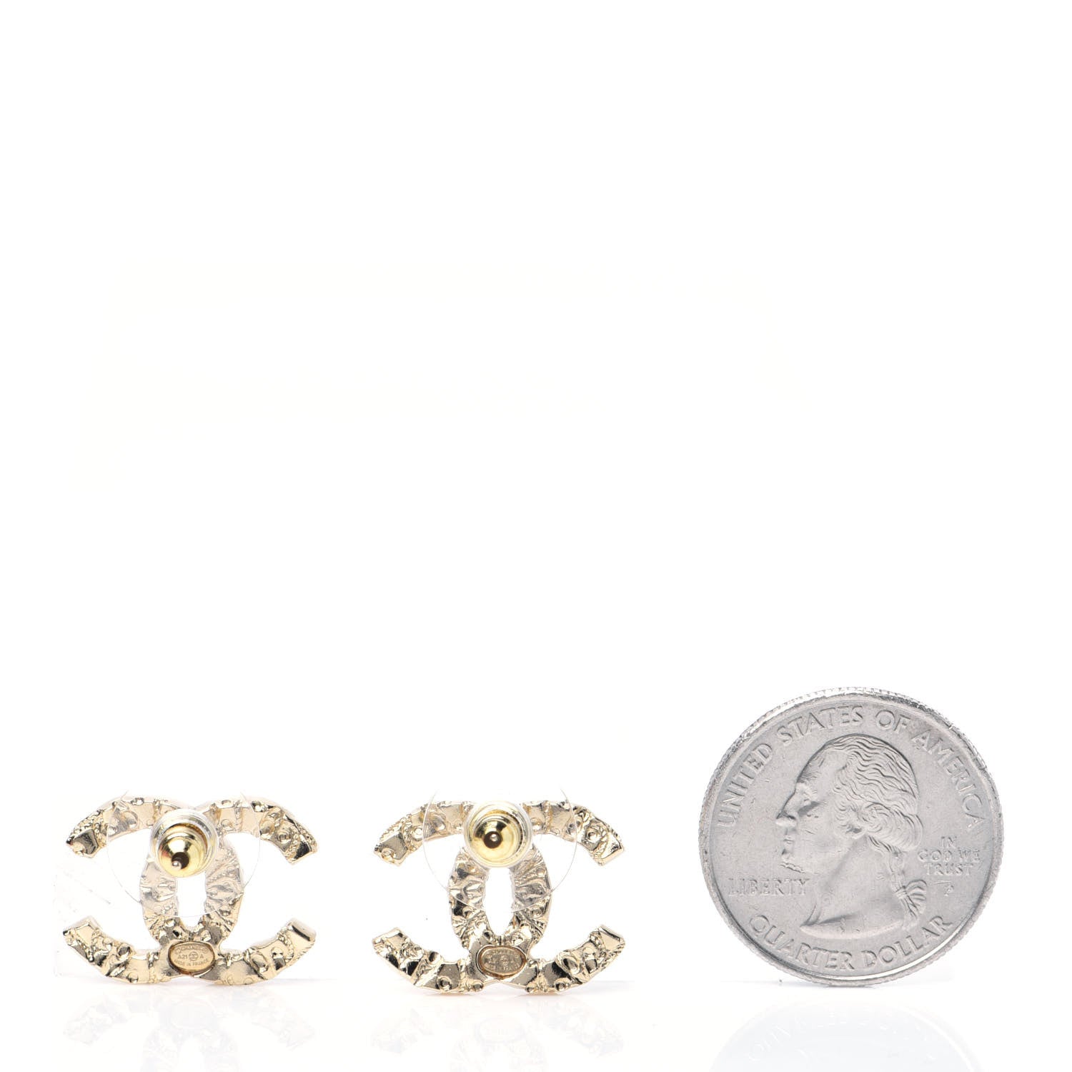 Chanel Metal Textured CC Earrings Gold 2 of 6