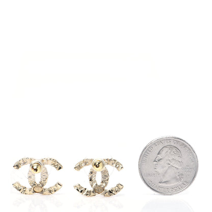 Chanel Metal Textured CC Earrings Gold 2 of 6