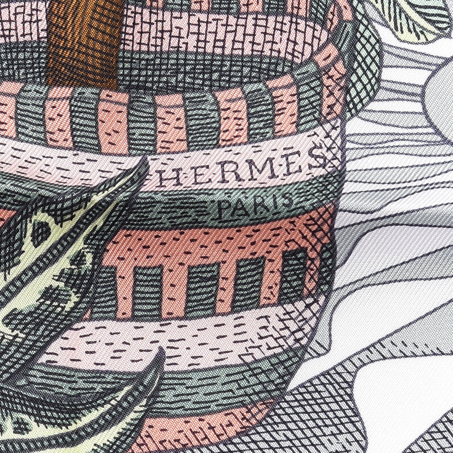 Hermes Silk La Danse Des Amazones Scarf 90 Fuchsia Vert White 3 of 4
