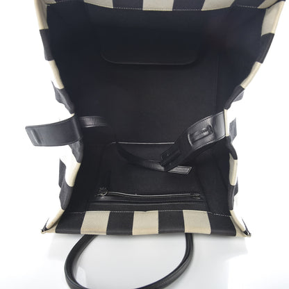 Celine Cotton Canvas Striped Medium Phantom Luggage White Black 5 of 12