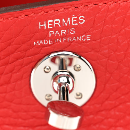 Hermes Taurillon Clemence Mini Lindy 20 Rouge Radieux 6 of 11