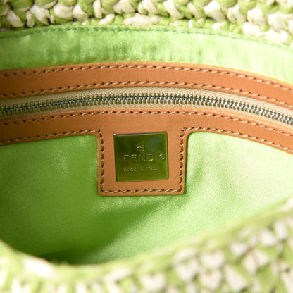 Fendi Woven Straw Baguette Green 6 of 9