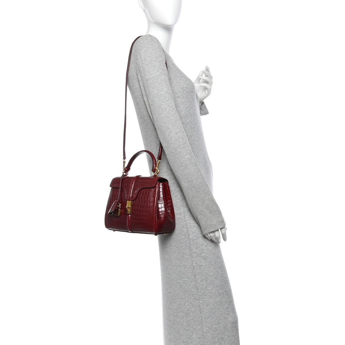 Crocodile Small 16 Top Handle Bag Light Burgundy