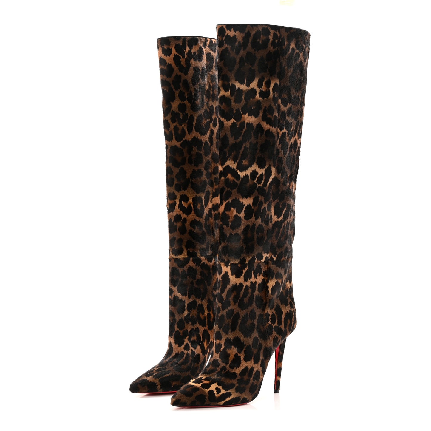 Pony Hair Leopard Print Astrilarge Botta Knee Boots 41 Brown Black