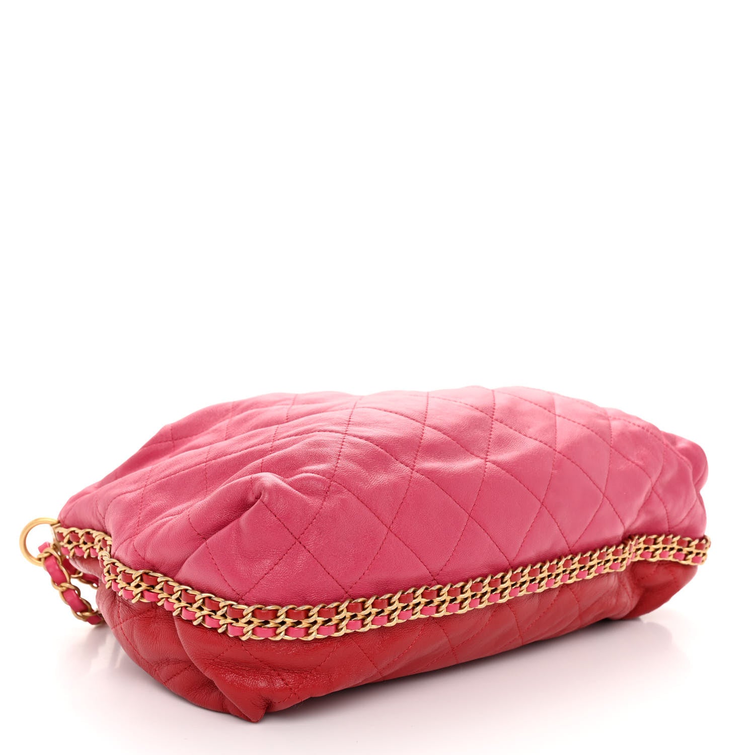 Chanel Calfskin Quilted Coco Shelter Bowling Bag Dark Pink Red 4 of 9
