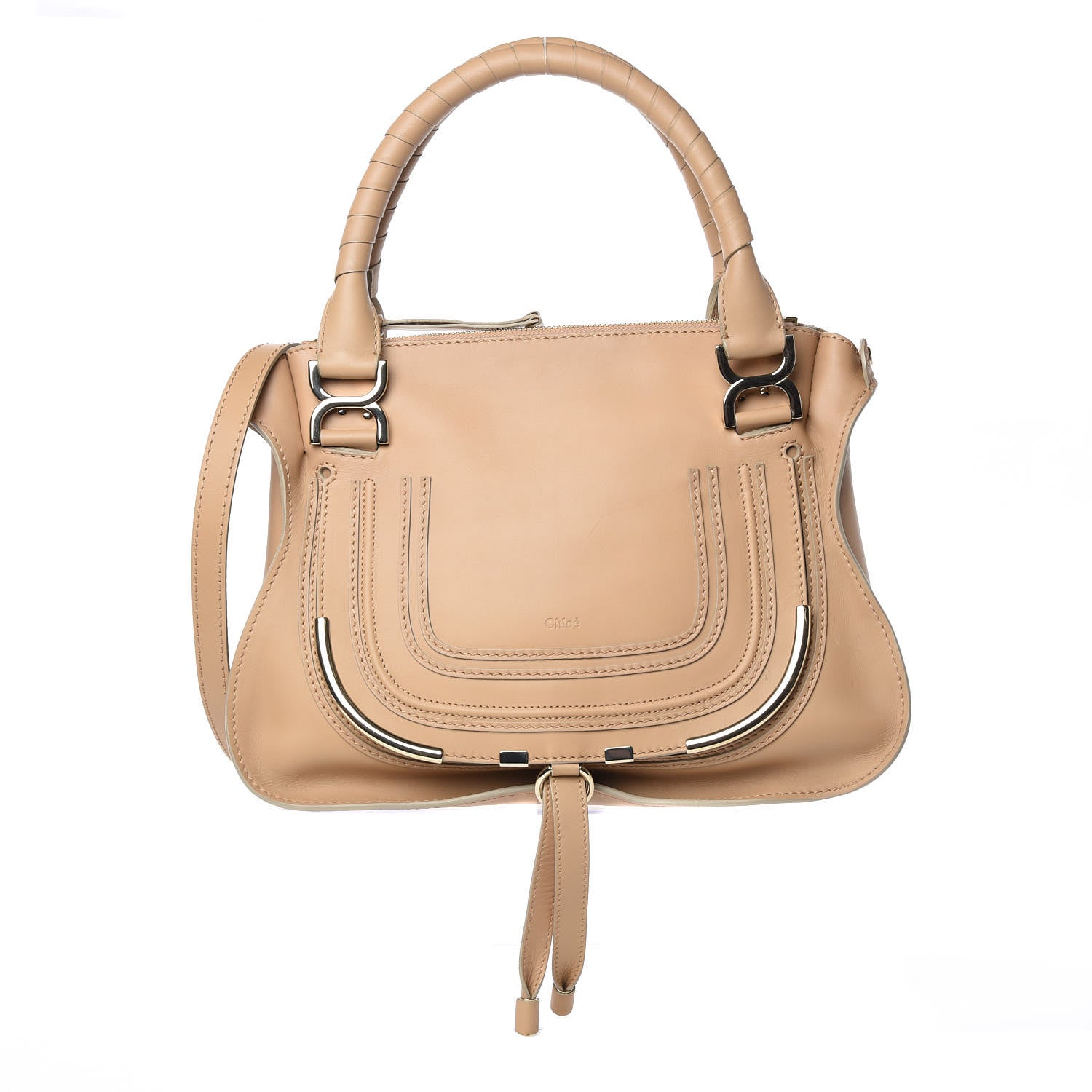 Chloe Calfskin Medium Marcie Metal Bar Trim Satchel Wet Sand 1 of 9