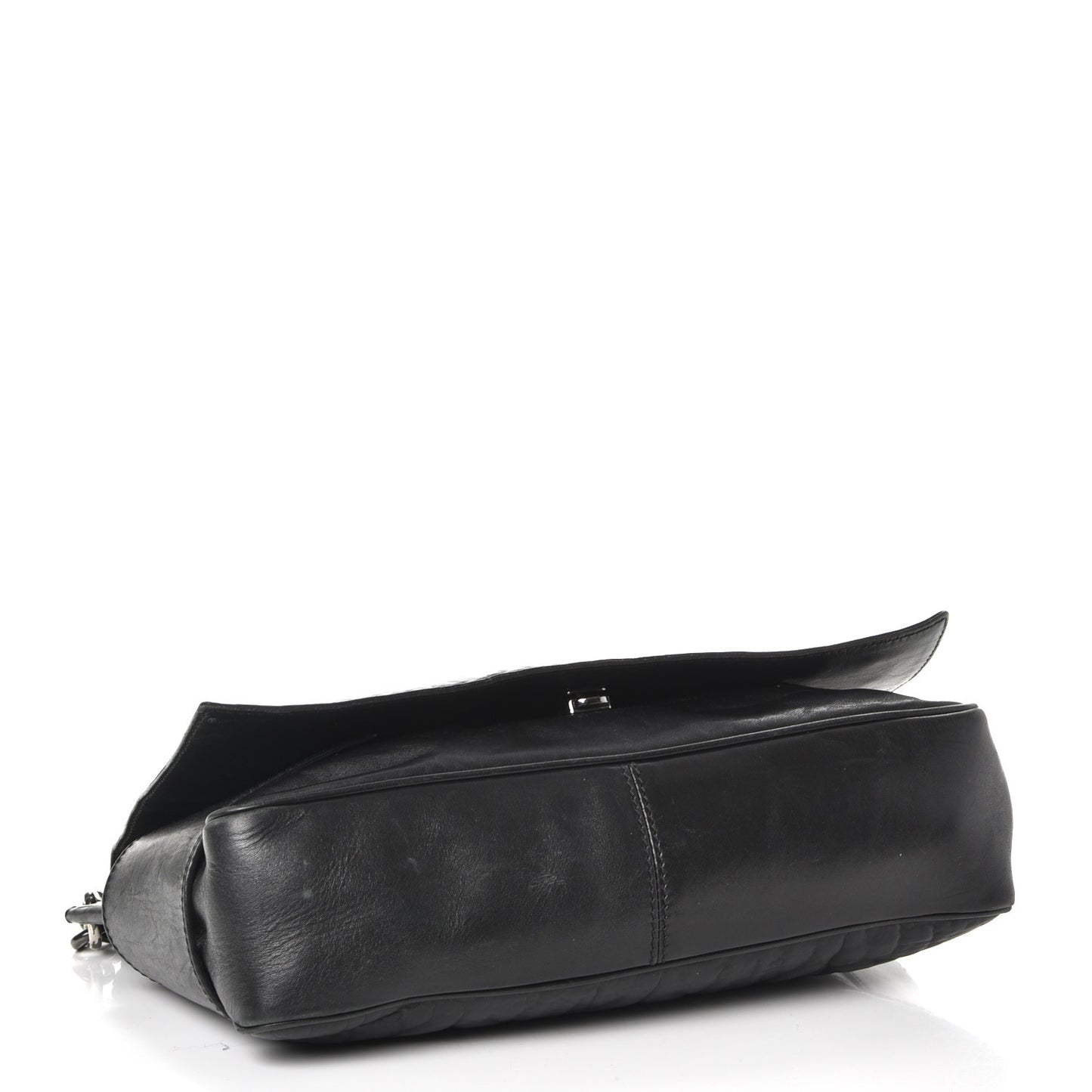 Calfskin Cable Embossed Leather Eve Shoulder Bag Black