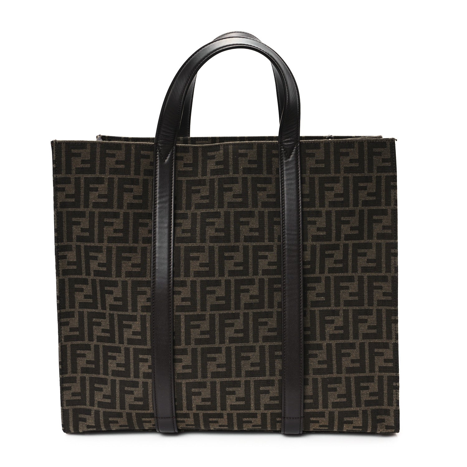 Fendi Recycled Fabric Jacquard Vitello Astro FF 1974 Shopping Tote Tobacco Moro Ebano 1 of 11