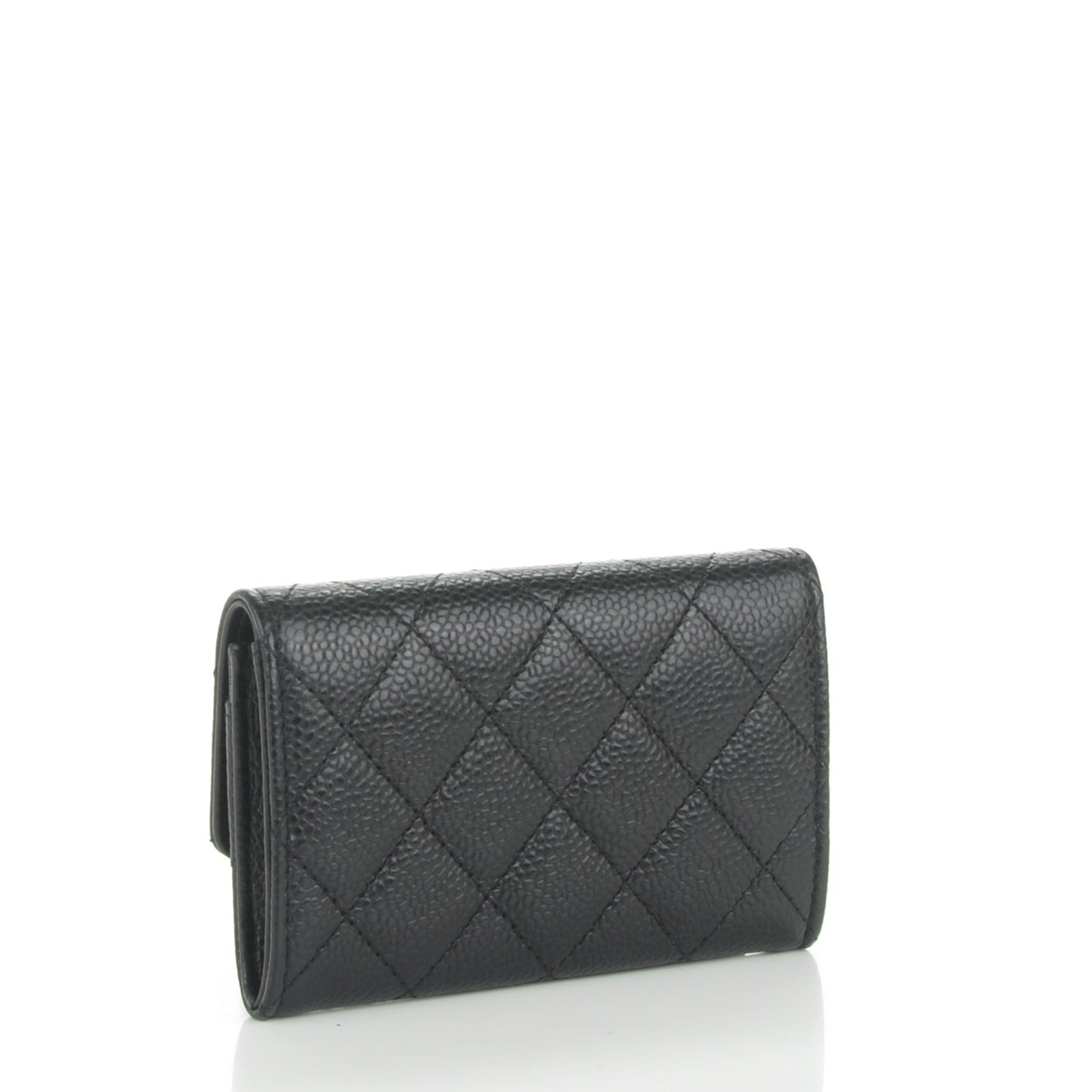 Caviar Quilted Flap Card Holder Black