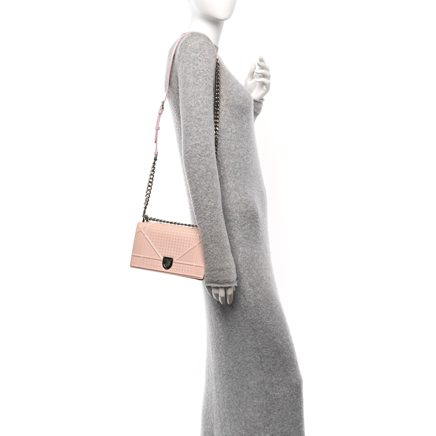 Christian Dior Patent Micro-Cannage Small Diorama Flap Bag Rose 2 of 9