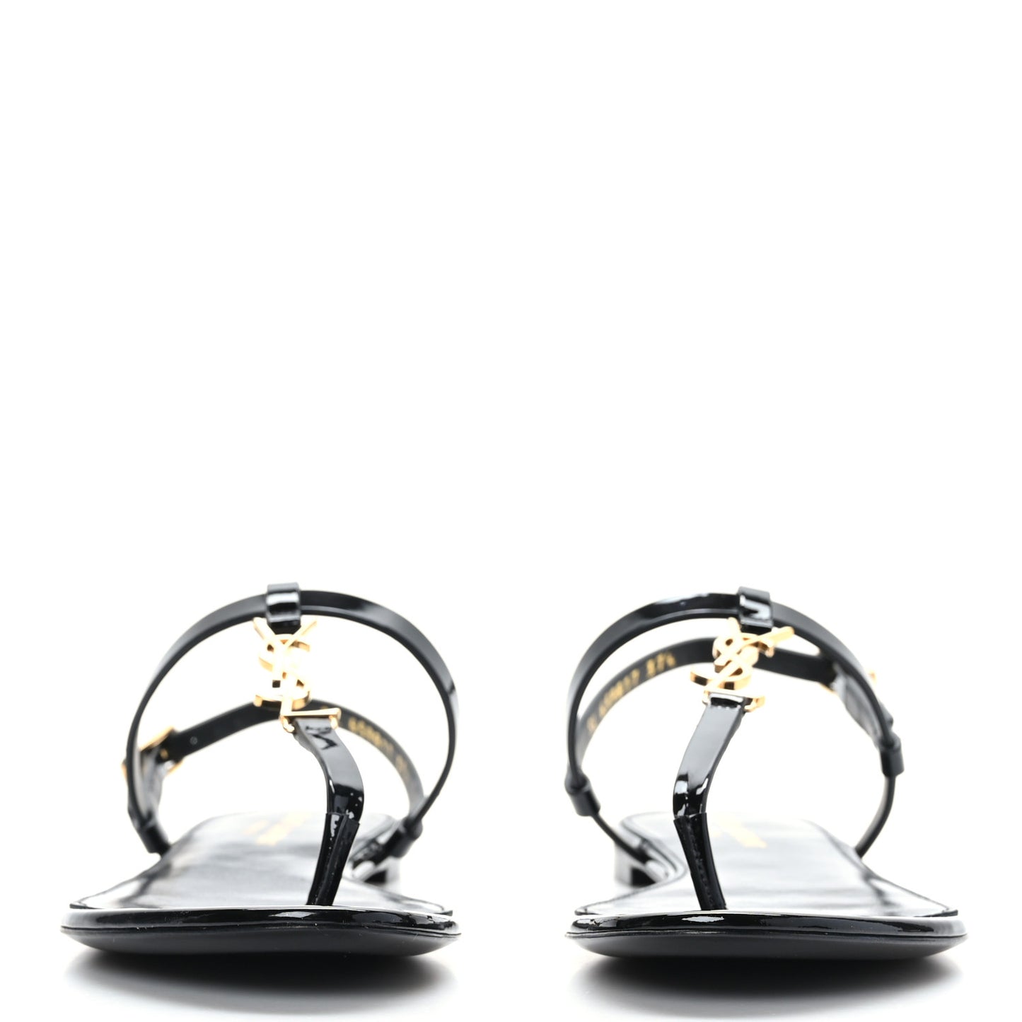Patent Calfskin Cassandra Monogram Sandals 37.5 Black