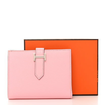 Hermes Chevre Mysore Bearn Compact Wallet Rose Sakura 8 of 8