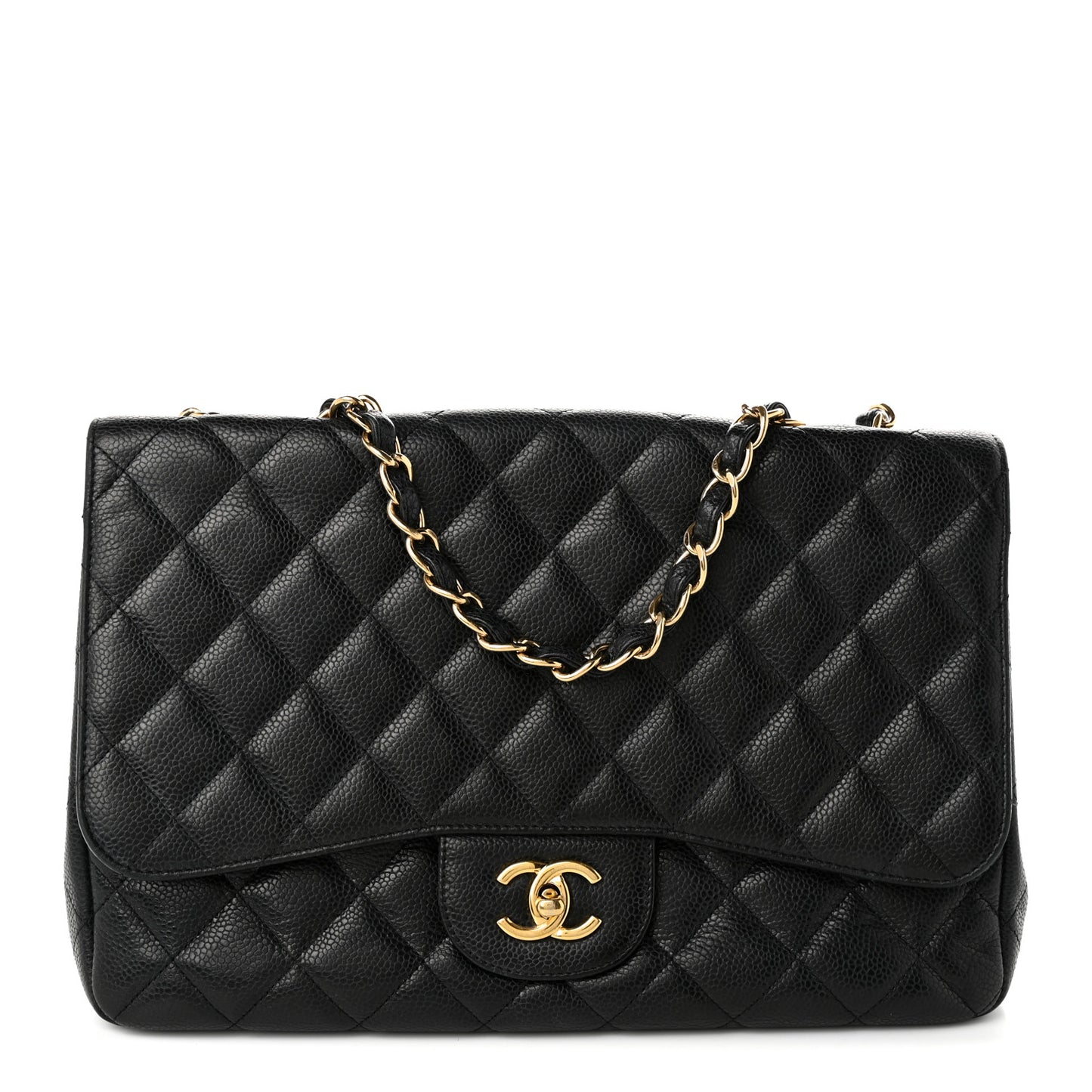 Caviar Quilted Jumbo Single Flap Black