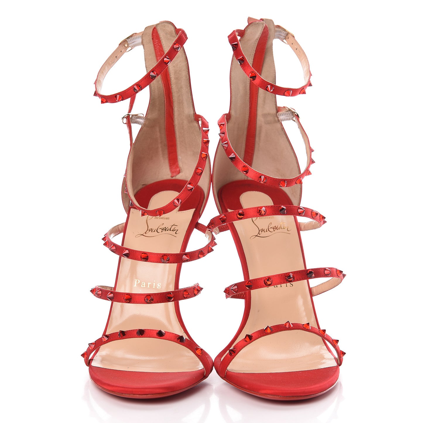 Crepe Satin Crystal Spikes Forever KST Sandal 41 Version Loubi