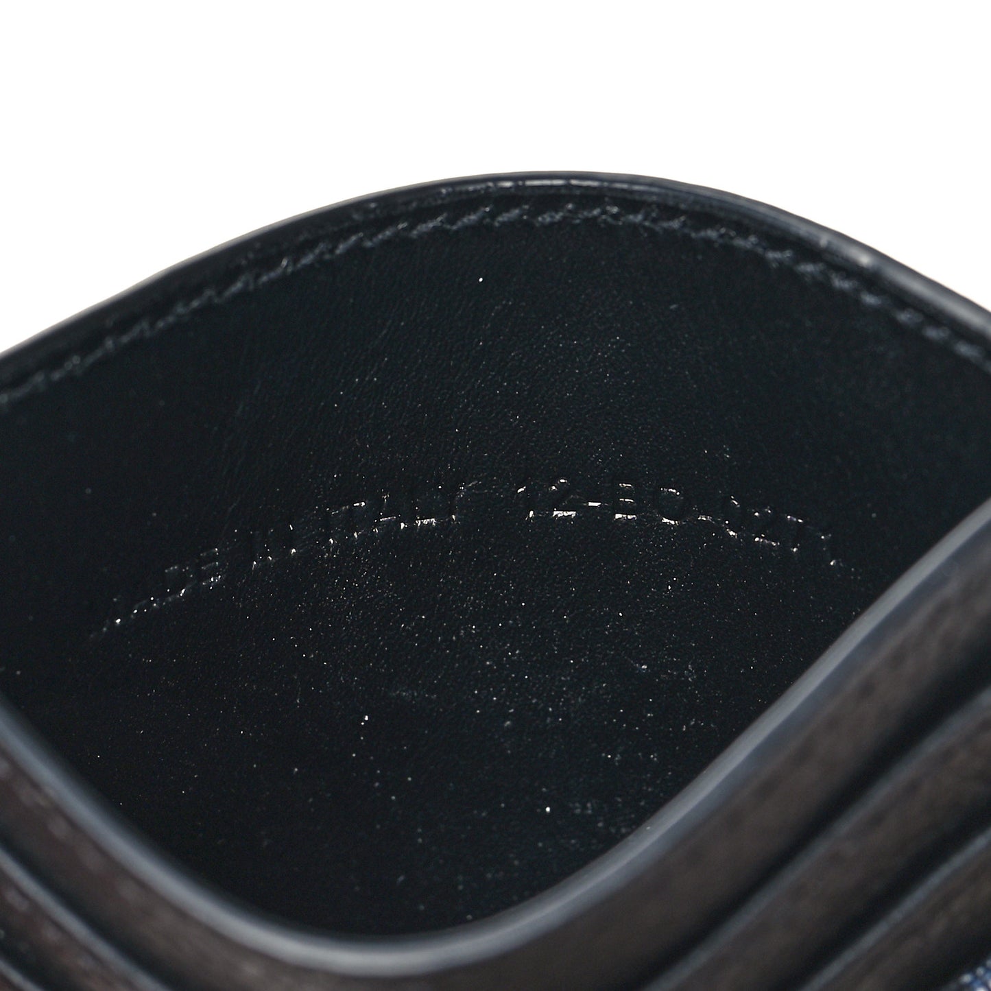 Grained Calfskin Oblique Card Holder Black