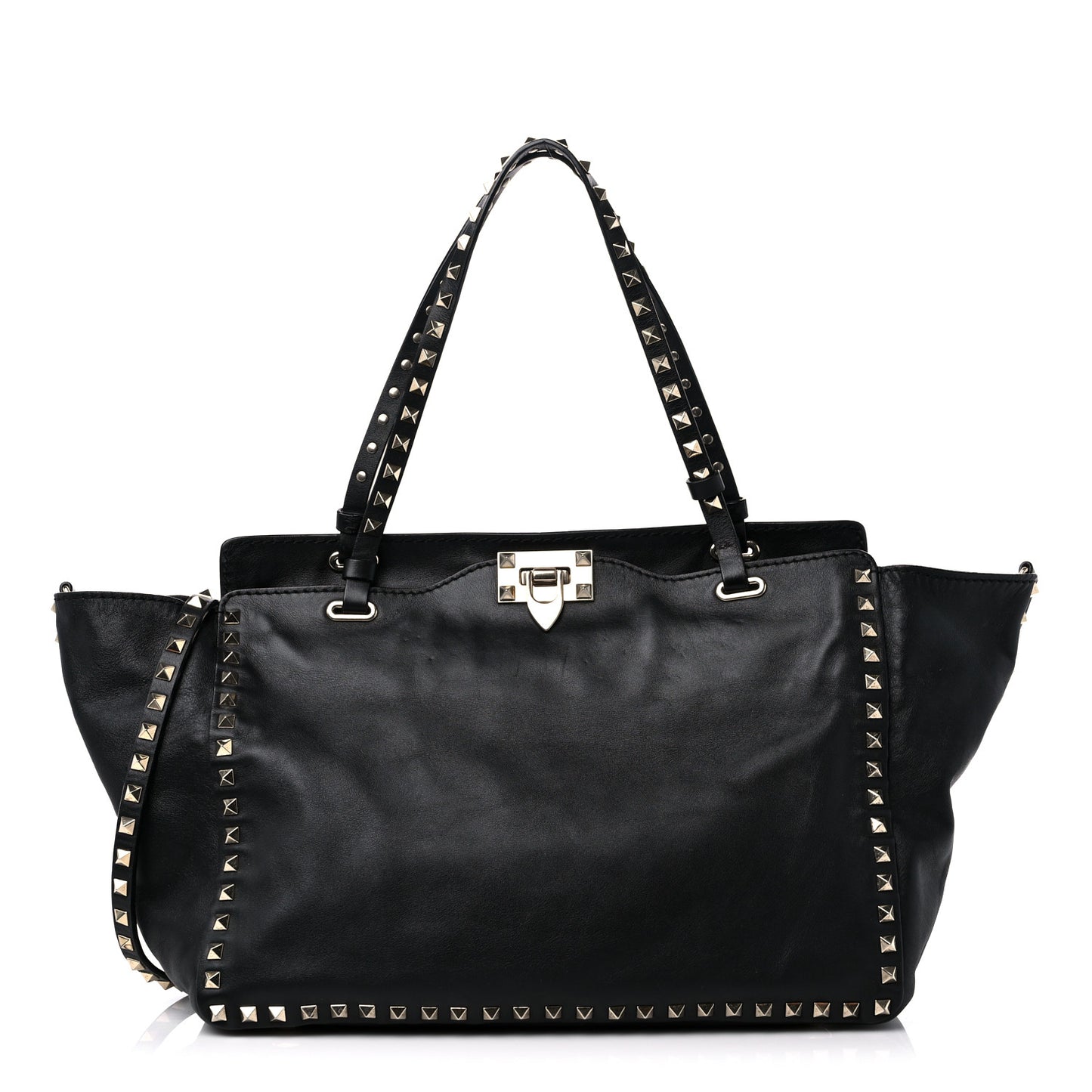 Vitello Medium Rockstud Tote Black