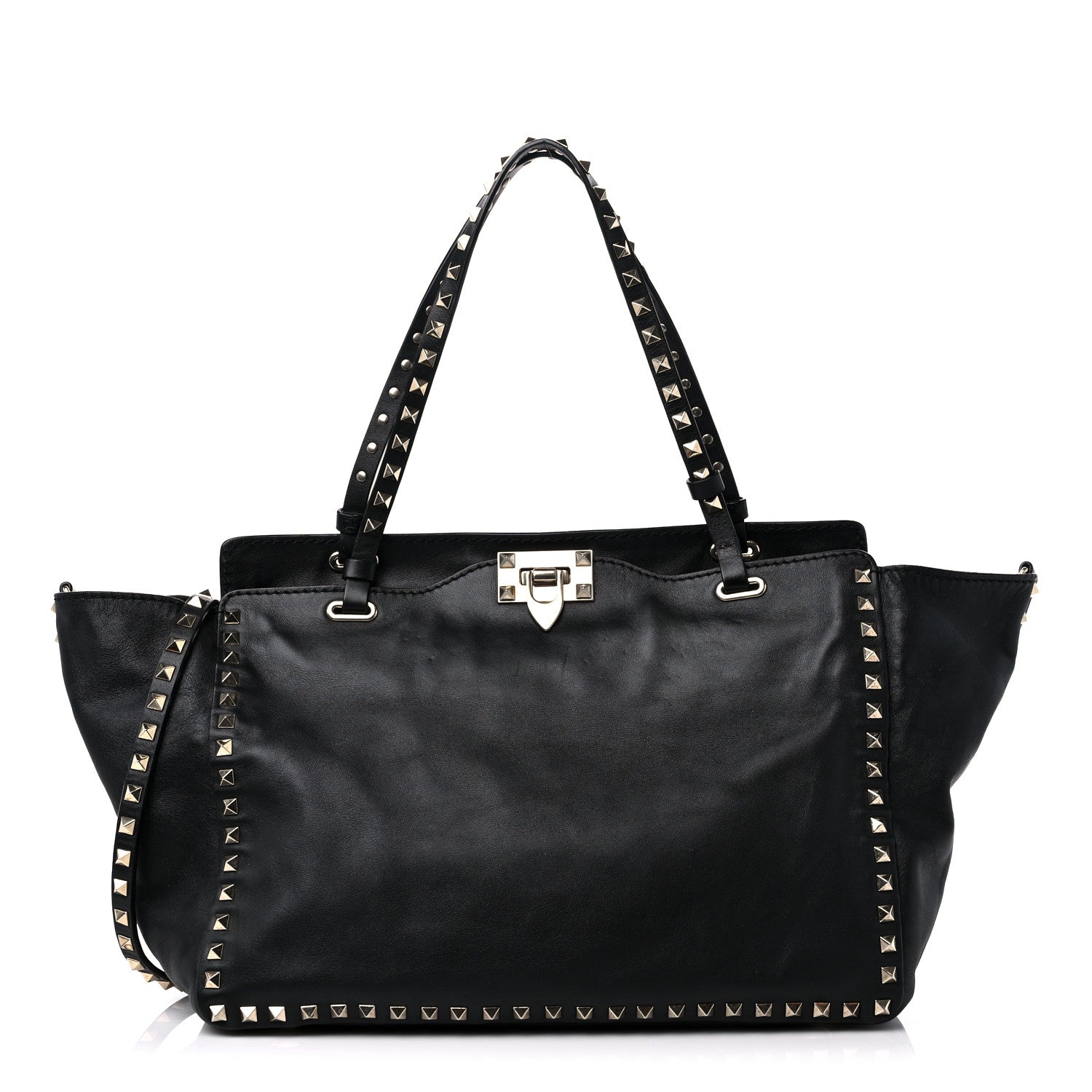 Valentino Garavani Vitello Medium Rockstud Tote Black 1 of 12