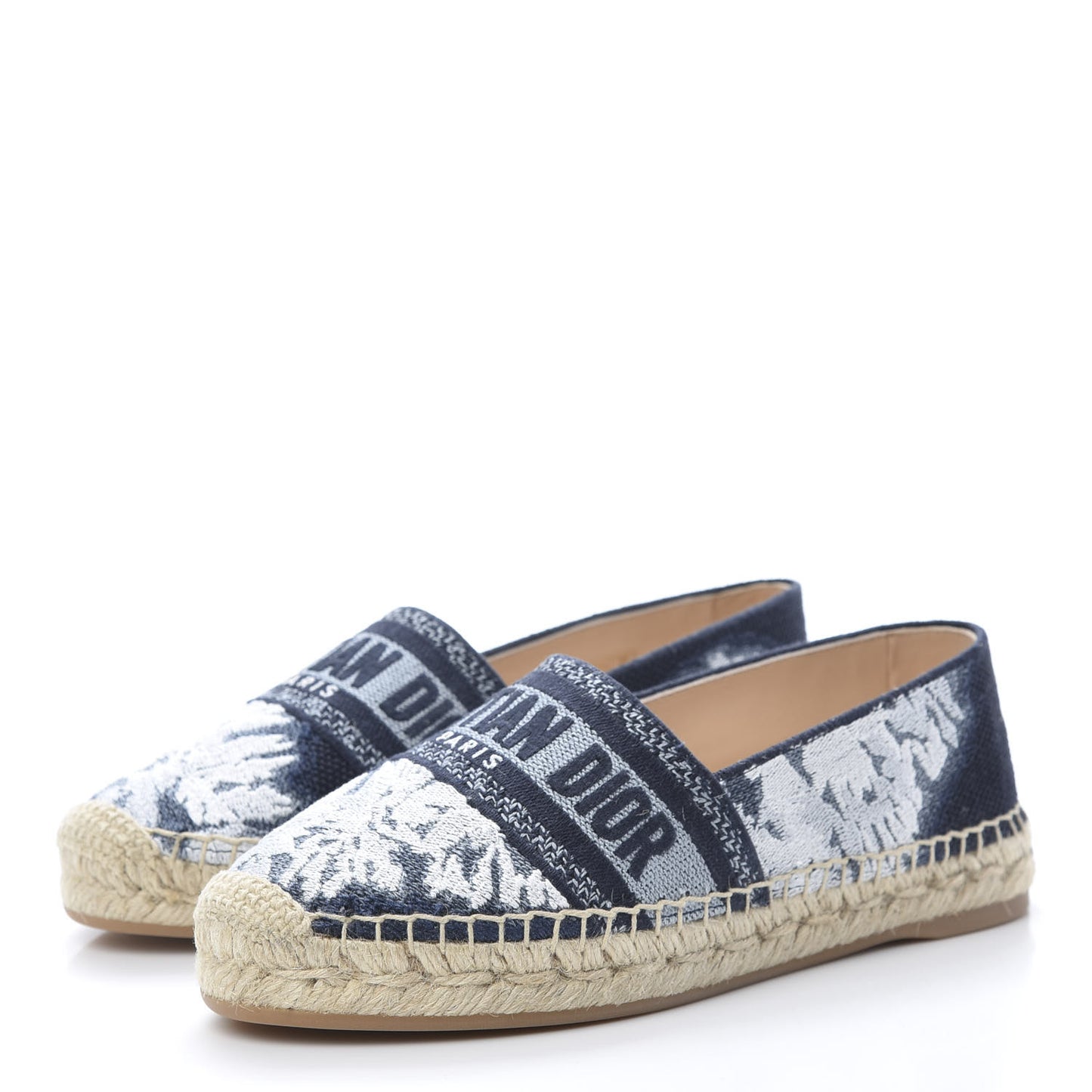 Canvas Tie and Dior Embroidered Granville 15mm Espadrilles 36.5 Denim