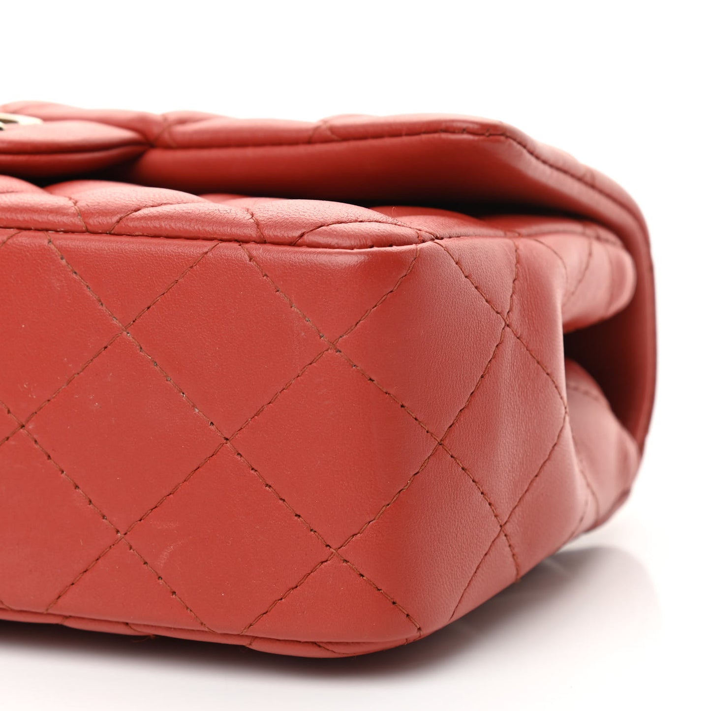 Lambskin Quilted Mini Rectangular Flap Brown
