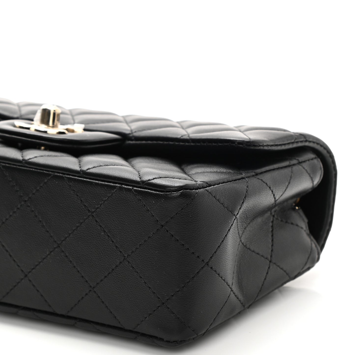 Lambskin Quilted Mini Rectangular Flap Black