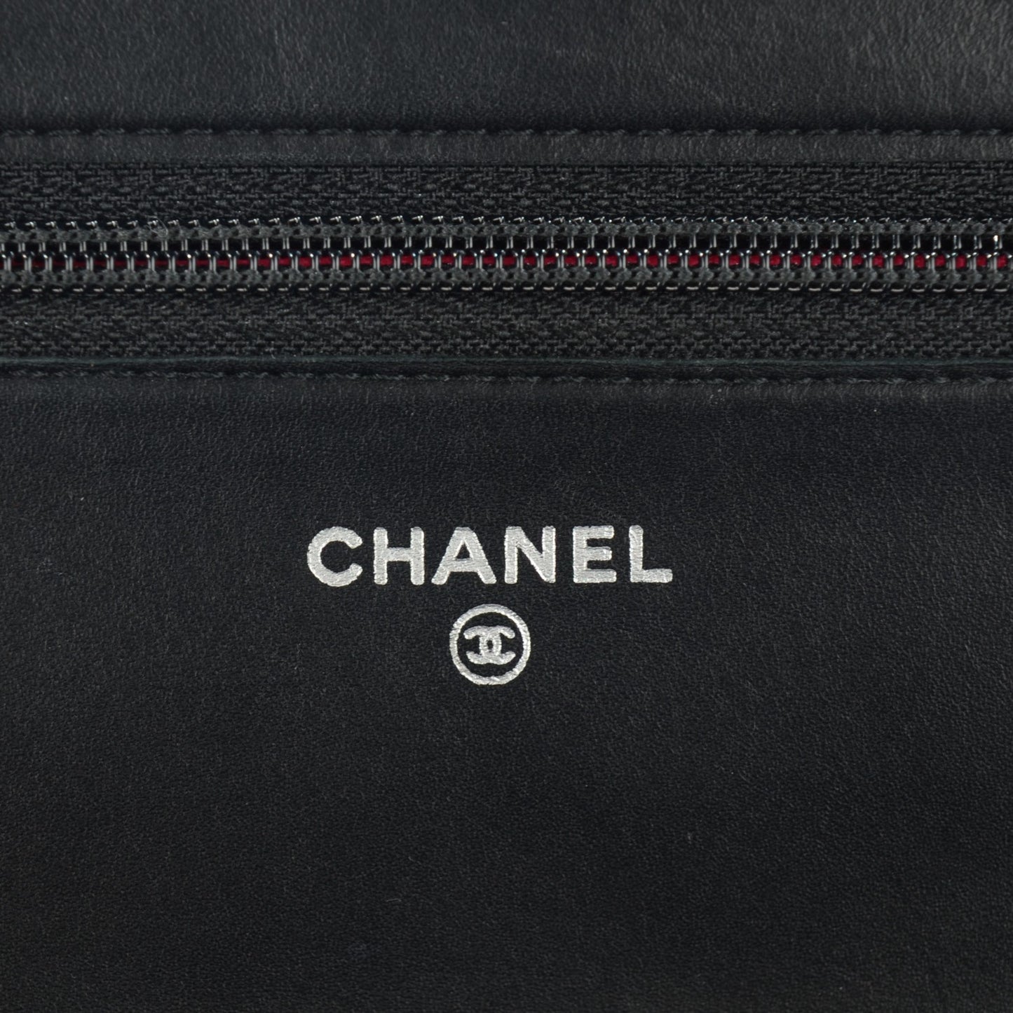 Calfskin Quilted Cambon Wallet On Chain WOC Black