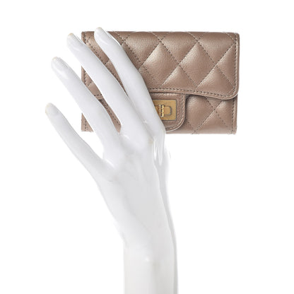 Chanel Metallic Calfskin Quilted Reissue Card Holder Wallet Gold 2 of 9