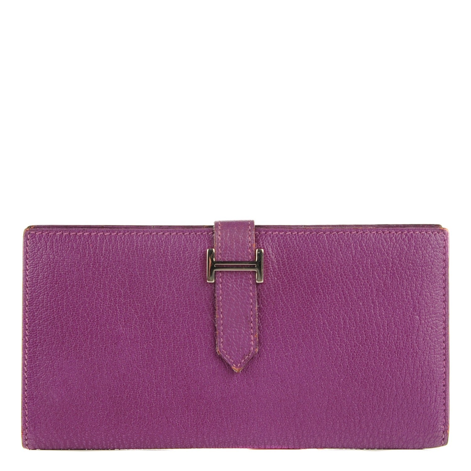 Hermes Chevre Mysore Bearn Gusset Wallet Cyclamen 1 of 15