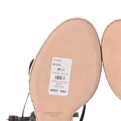 Saint Laurent Calfskin Cassandra Espadrille 105 Wedges 41.5 Chocolate 10 of 12