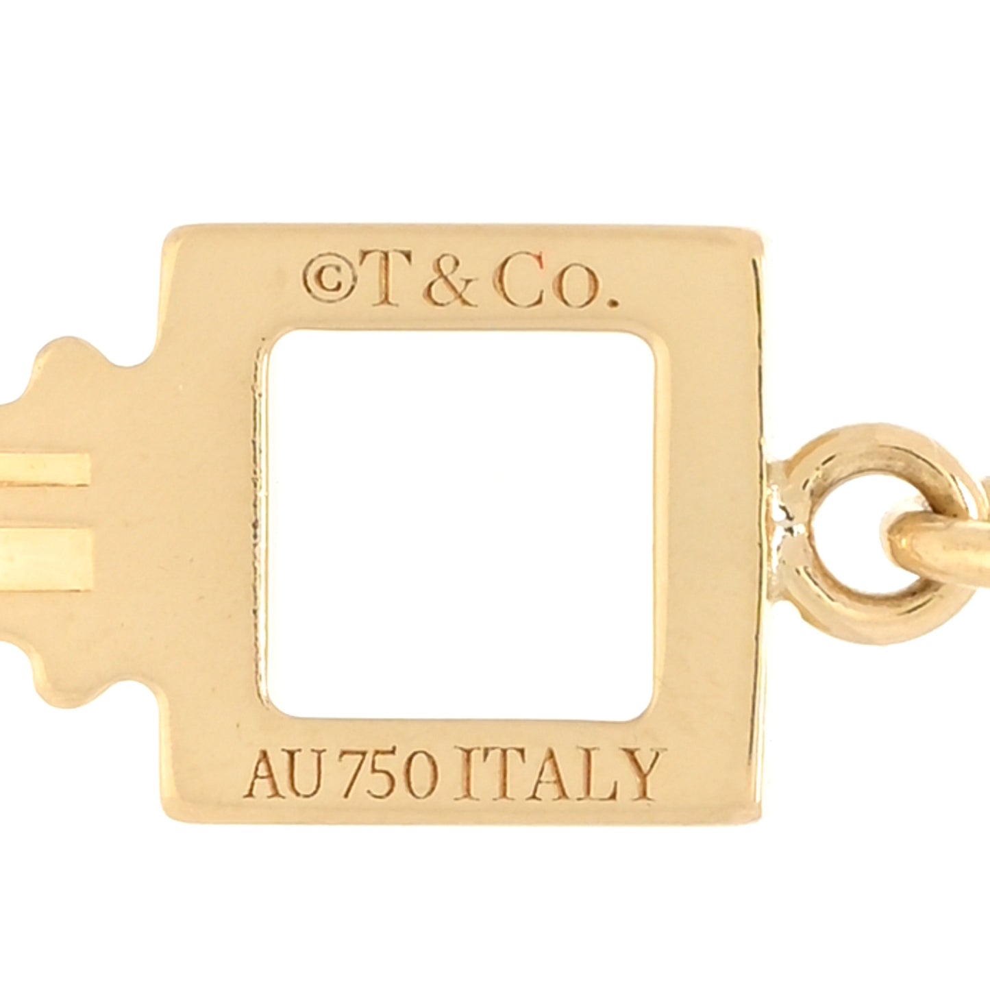 18K Yellow Gold Diamond Modern Keys Open Square Key Pendant