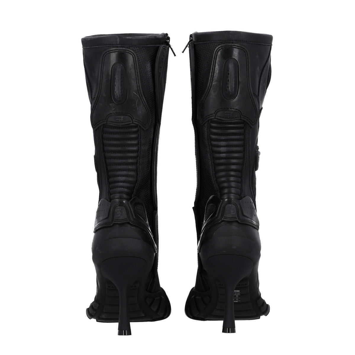Calfskin Distressed Biker Boots 39 Black