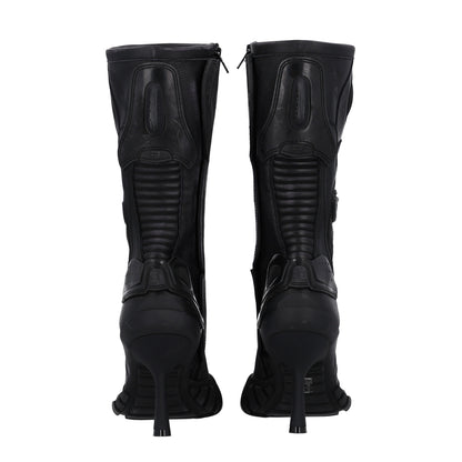 Balenciaga Calfskin Distressed Biker Boots 39 Black 8 of 11