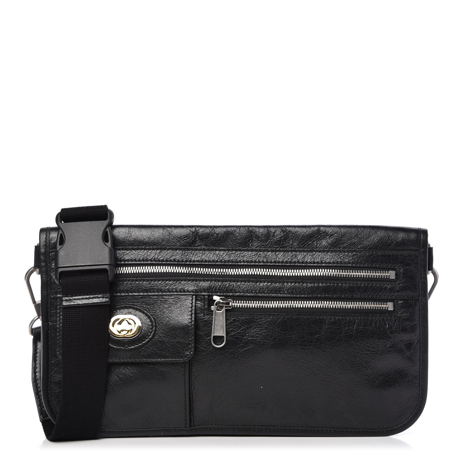 Gucci Fluffy Calfskin Morpheus Messenger Bag Black 1 of 8