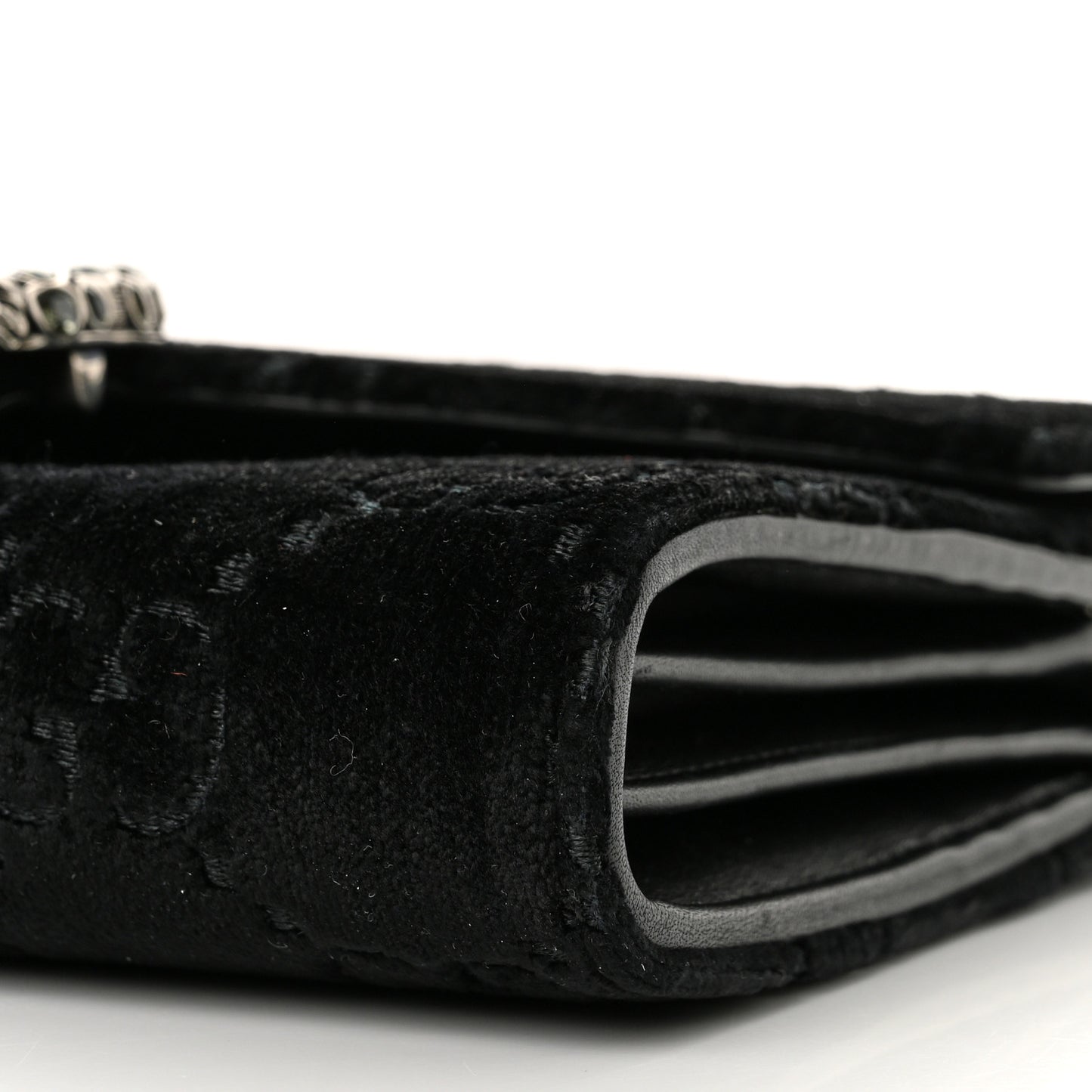 Velvet GG Monogram Mini Dionysus Chain Wallet Black