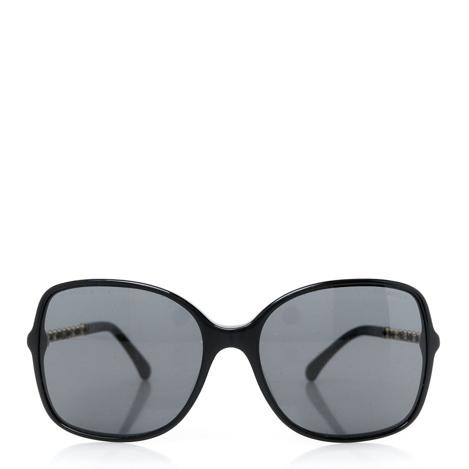 Chanel Acetate Metal Lambskin Square Chain Sunglasses 5210-Q-A Black Gray 2 of 7