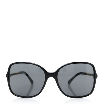 Chanel Acetate Metal Lambskin Square Chain Sunglasses 5210-Q-A Black Gray 2 of 7