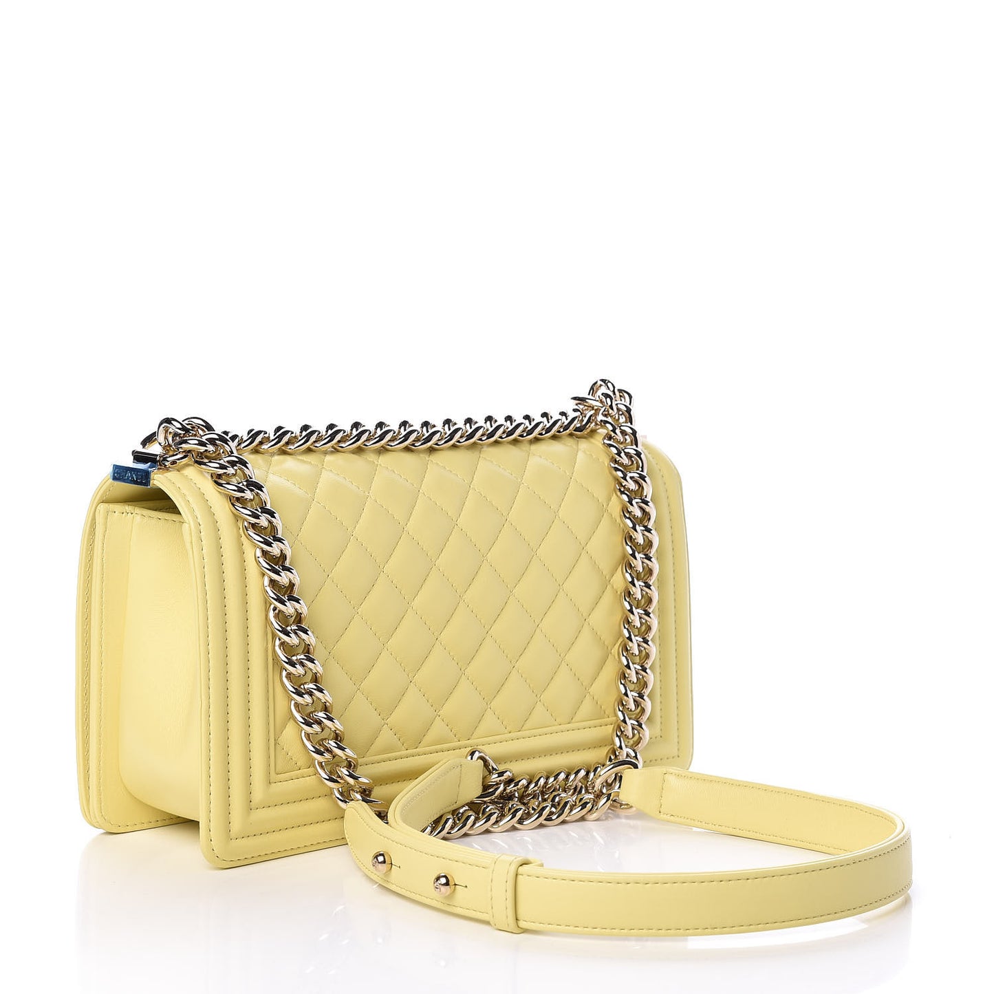 Lambskin Quilted Medium Boy Flap Yellow
