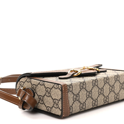 Gucci GG Supreme Monogram Mini Horsebit 1955 Shoulder Bag Beige Brown Sugar 9 of 10