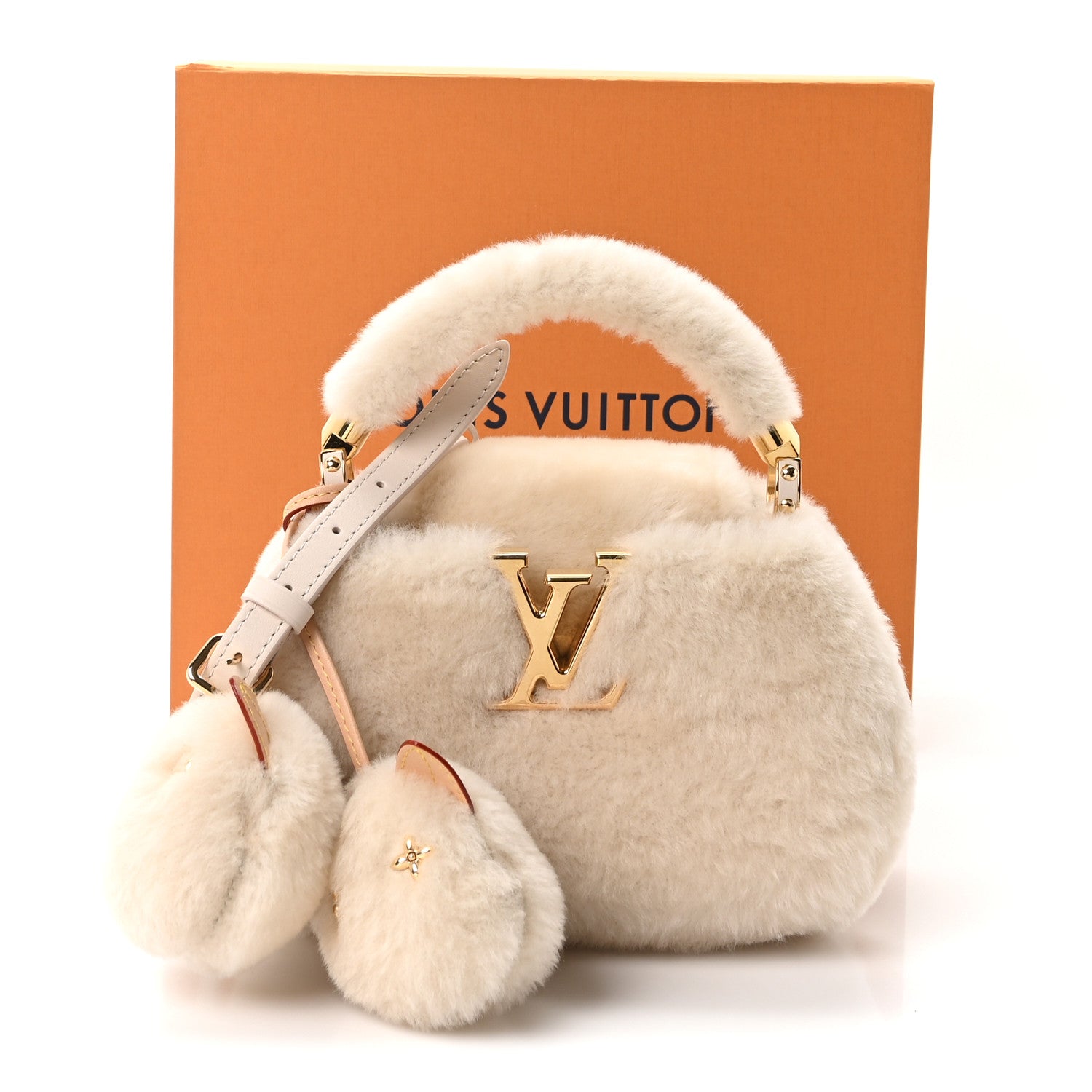 Louis Vuitton Shearling Caousnow Capucines Cream 10 of 10
