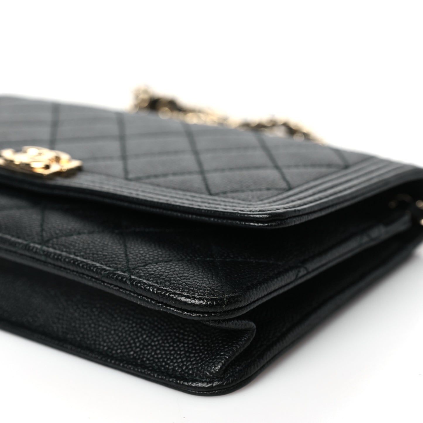 Caviar Quilted Boy Wallet On Chain WOC Black