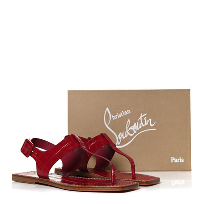 Christian Louboutin Calfskin Alligator Embossed Cubongo Flat Sandals 39.5 Persan 11 of 11