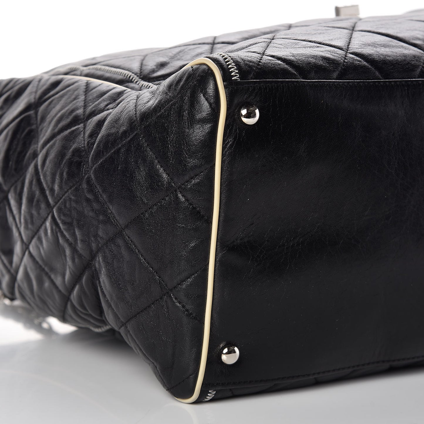 Lambskin Quilted Large East West Tote Black
