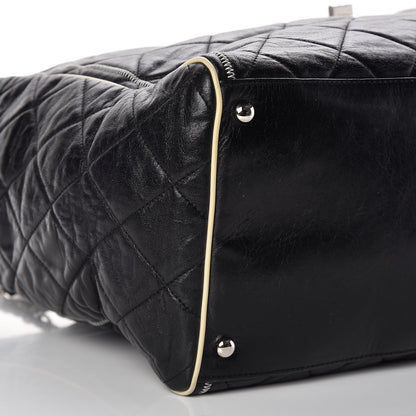 Chanel Lambskin Quilted Large East West Tote Black 9 of 10
