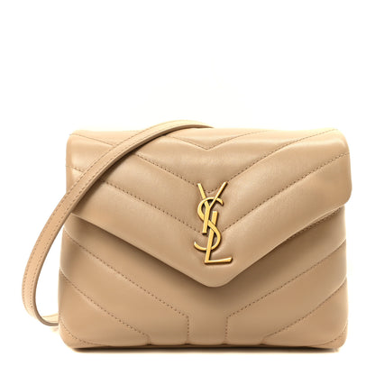 Saint Laurent Calfskin Y Quilted Monogram Toy Loulou Crossbody Bag Latte 1 of 10