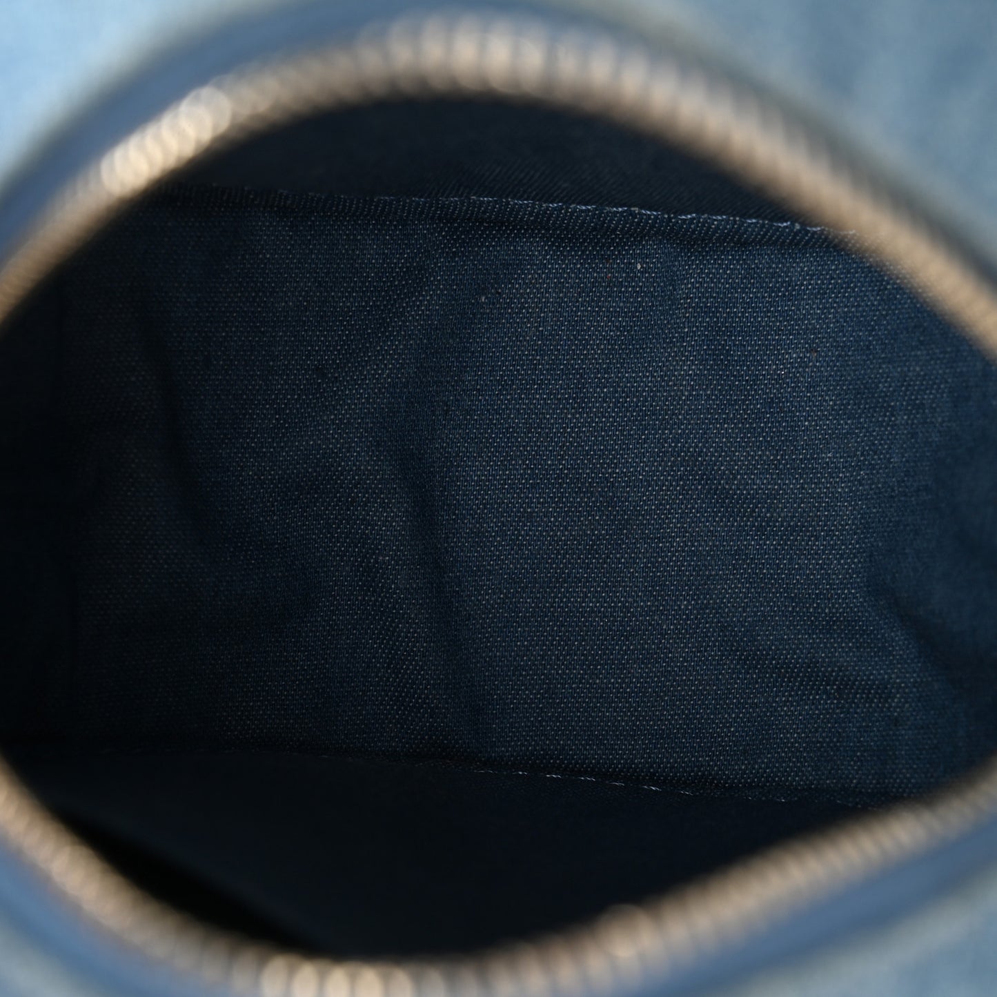 Denim Quilted Round Pearl Crush Clutch With Chain Blue