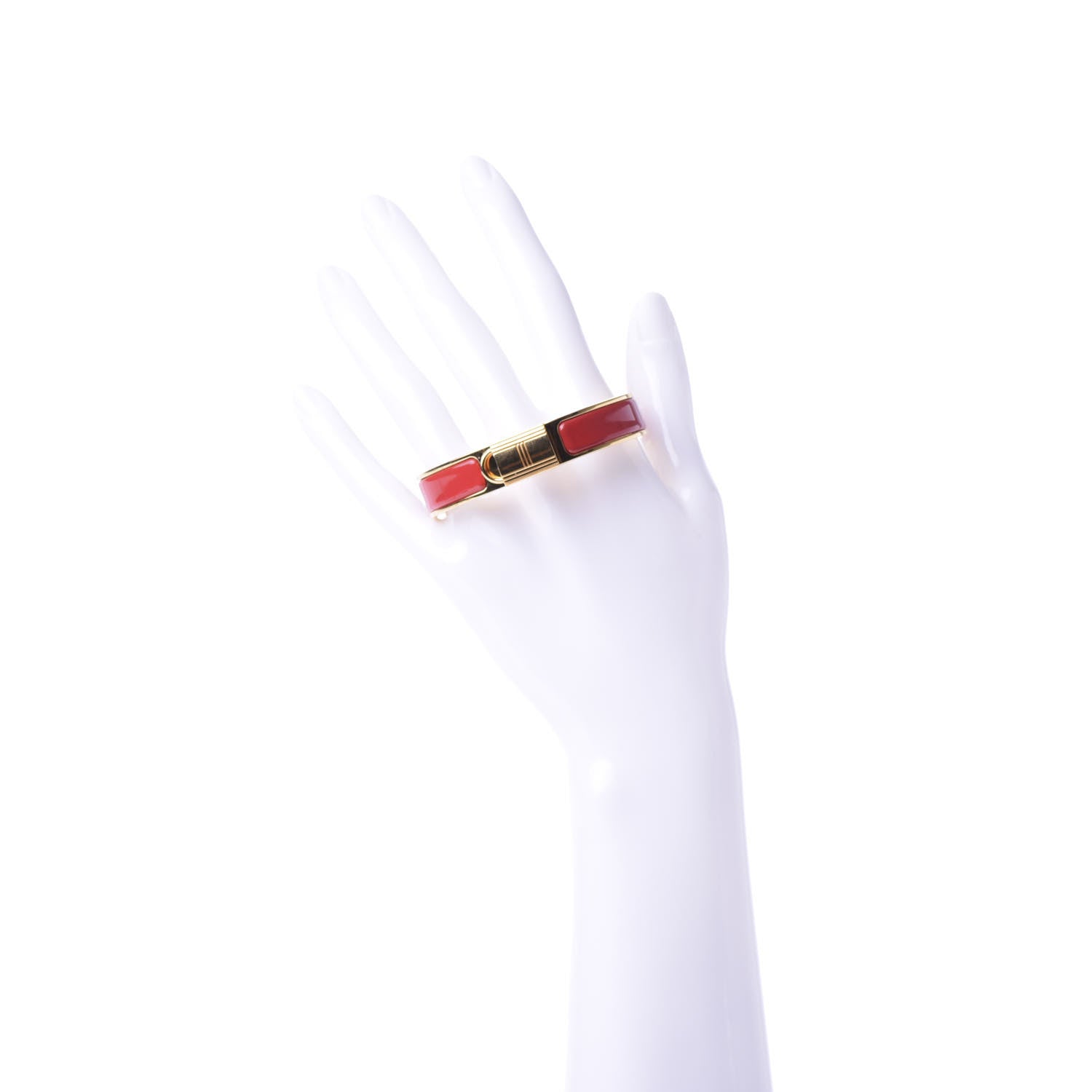 Hermes Enamel Narrow Clic Cadenas Bracelet PM Rouge Vif 2 of 6